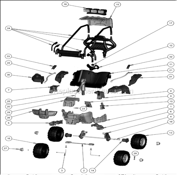 Page A Diagram and Parts List for CHP66  Power Wheels Ride-On ATVs